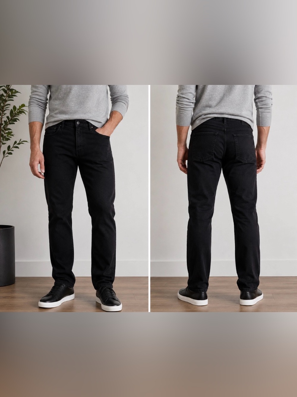 Proper Cloth Men’s Custom Black Stretch Jeans 38x38 Japanese Denim Straight Leg